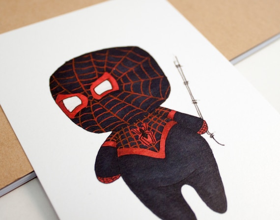 Mini Spiderman 4x6 Print Marvel / Miles Morales / Fan Art / - Etsy