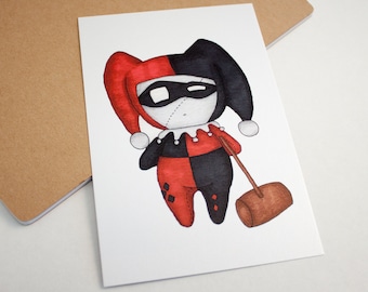 Mini Harley Quinn - 4x6 Print [ Batman / Fan Art / Chibi ]