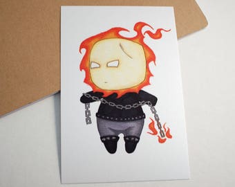 Mini Ghost Rider - 4x6 Print [ Marvel / Fan Art / Chibi ]