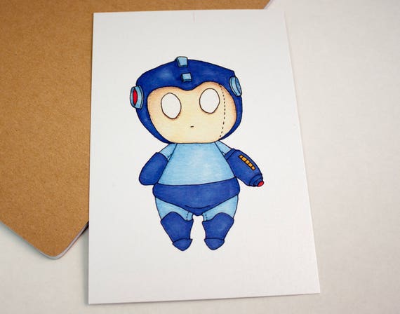 Mini Mega Man 4x6 Print Capcom Fan Art Chibi Etsy