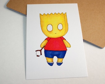 Mini Bart Simpson - 4x6 Print [ Simpsons / Fan Art / Chibi ]