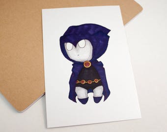 Mini Raven - 4x6 Print [ DC / Fan Art / Chibi ]