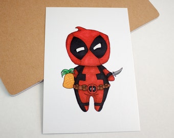 Mini Deadpool - 4x6 Print [ Marvel / Fan Art / Chibi ]