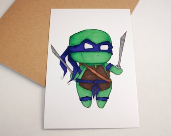 Mini Leonardo - Impresión 4x6 [ TMNT / Fan Art / Chibi ]