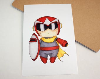 Mini Proto Man - 4x6 Print [ Capcom / Fan Art / Chibi ]