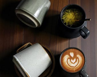 Handmade Hammered Stoneware Mug Set – Artisan Coffee & Tea Cups