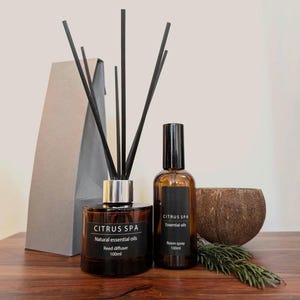 Raumspray & Reed Diffuser Bundle in natürlichen Düften | 100ml Raumduft-Set | Ätherische Öle