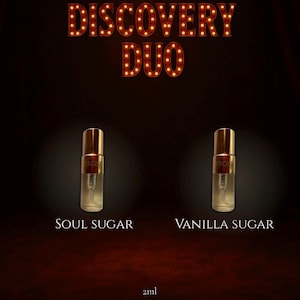 Gourmand Perfume Sample Set Soul Sugar and Vanilla Sugar Raspberry Marshmallow Cotton Candy and Warm Vanilla Indie Fragrance Duo
