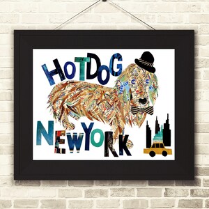 Impression d'art teckel - art teckel-art teckel-cadeau teckel- peinture chien-art chien-décoration chien-art mural chien-chien impression-carte chien-nyc