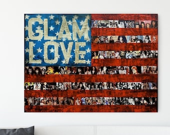 Glam rock painting/ glam love / Glam rock print /Glam rock flag art/flag art