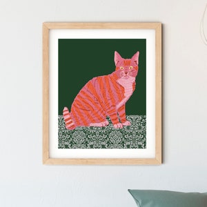 Cat art print/cat illustration /cat print wall art/art print cat/cat/cat art/cat New York art/cat /print cat/Pink cat
