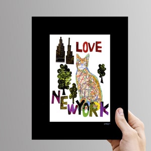 ART CHAT-Amoureux des chats-Cadeau chat-Amoureux des chats-Art mural chat de New York-Cadeau chat-New York Art carte chat-chat New York-chat déco maison-chat New York