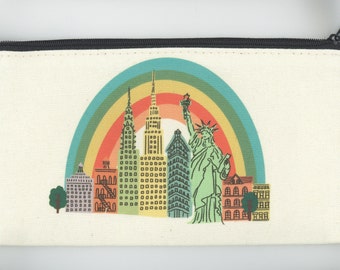 Canvas Pouch/ Canvas storage mini bag /rainbow new york