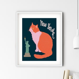 Cat art print/cat illustration /cat print wall art/art print cat/cat/cat art/cat New York art/cat /print cat/New York Art print/NY CAT
