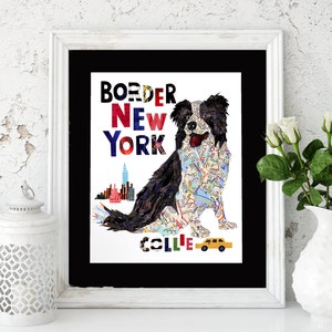 Landkarte Hund BORDER COLLIE / Border Collie Kunst/Border Collie Print/Schäferhund Kunst/Border Collie Art Print