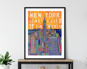 Empire State Building Art Print: Colorful New York Skyline