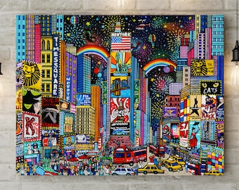 Times Square Kunstdruck: Farbenfrohe New York Malerei
