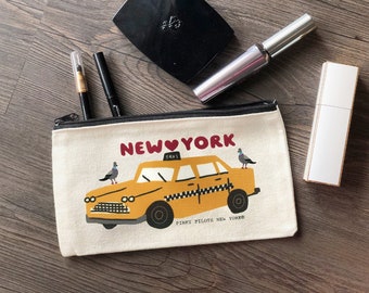 NYC Taxi cotton canvas pouch