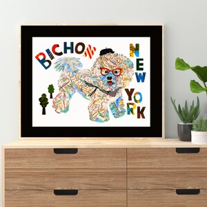 Carte chien BICHON NEW YORK/Bichon Frise Impression artistique