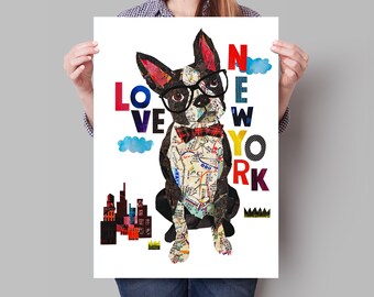 Boston Terrier art/ Boston Terrier Art Print / LOVE Boston Terrier /Boston Terrier print