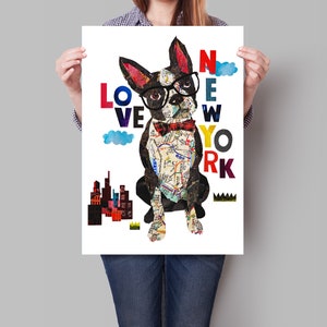 Boston Terrier art / Boston Terrier Kunstdruck / LOVE Boston Terrier /Boston Terrier Druck