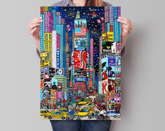 Times Square Art Print – Colorful New York Painting