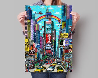 Times Square Art Print – Colorful New York City Skyline