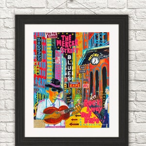 New york Art-New york Art Print-Music Art print-Mercer street-Music art print-New York Music Art-New York home decor-Mercer Street Blues image 1