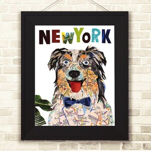 Landkarte Hund New York Australian Shepherd/Aussie Dog Kunst