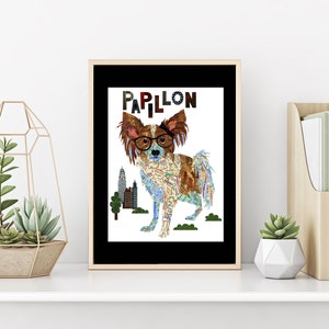 Papillon Hund Kunstdruck - Papillon Kunstdruck- Papillon Hund Kunst -Papillon Hund Geschenk-Papillon