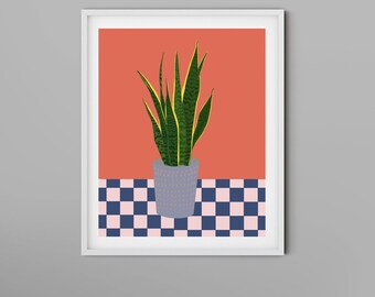 Sansevieria plant art print/plant illustration /plant print wall art/snake plant art print / snake plant print