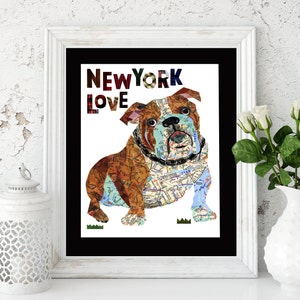 Bull Dog Kunstdruck/englische Bullenhund Kunst/Bull dog Kunstdruck/ Bull dog New York