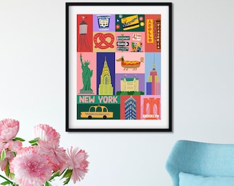 NYC art print/New York illustration /new york print wall art/art print New York/NYC/NYC art