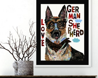 German shepherd print - German shepherd art  - German shepherd wall art  -Dog gift