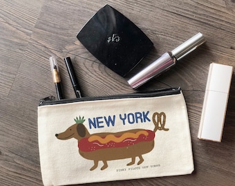 Hot Dog New York Cotton Canvas Pouch