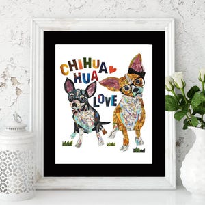 Chihuahua Art Print - Hunde Kunstdruck - Chihuahua Kunst-Chihuahua - Pinky Pilots-Mixed Media&Collage-New York Art original-New York Art