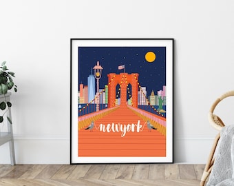 Brooklyn Bridge Art print/ Brooklyn Bridge/NYC art print/New York illustration /art print New York/NYC ART