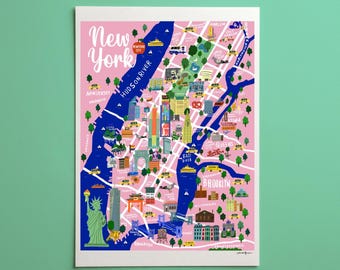 NEW YORK State Wall Map Large Print Poster - Etsy 日本