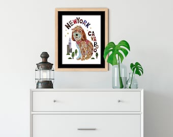 Cava Poo/Cava poo Art/Cava Poo Print/Cava Poo ArtPrint/Cava poo dog decor