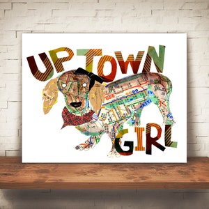 Dackel Art-Dachshund Druck-Dackel Kunstdruck-Dackel Karte Kunst-New Yorker Hund Kunst-uptown Hund-New York Geschenk-Dackel Mädchen Kunst-Hund Geschenk