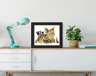 Yorkshire Terrier Art Print – New Yorkie Dog Map Art