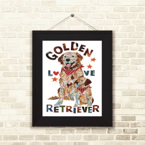 Landkarte Hund Golden Retriever Kunstdruck