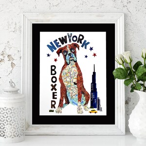 Landkarte Hund Love BOXER Hund /Boxer Art Print/Boxer Hund Print/Hund Kunstdruck