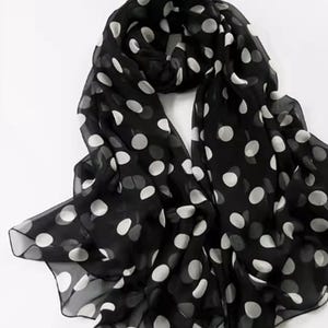 Châle écharpe Noir Imprimé à Pois - Accessoire Cadeau - Neuf Sans étiquette