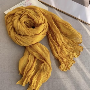 Light yellow scarves, comfortable cotton line blend scarves,  shawl