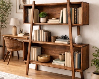 Estantería de madera maciza artesanal: elegancia natural para cualquier espacio