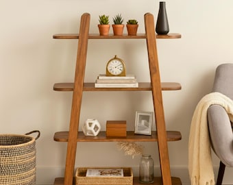 Handmade Solid Wood Bookshelf | Rustic Natural Bookcase - Custom Size Wooden Storage | Minimalist Home Decor