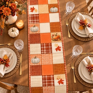 Fall Pumpkin Table Decor, Elegant Fall Table Runner, Rustic Autumn Table Runner
