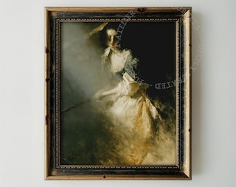Gothic Woman Art, Spectral Portrait Digital Download, Dark Moody Poster