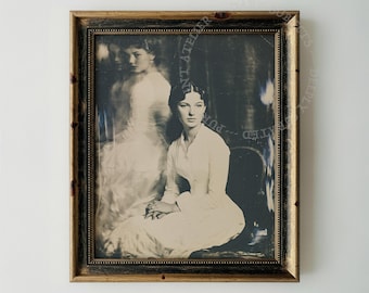 Antique Oil Painting, Victorian Ghost Portrait, Dark Academia Printable Wall Art